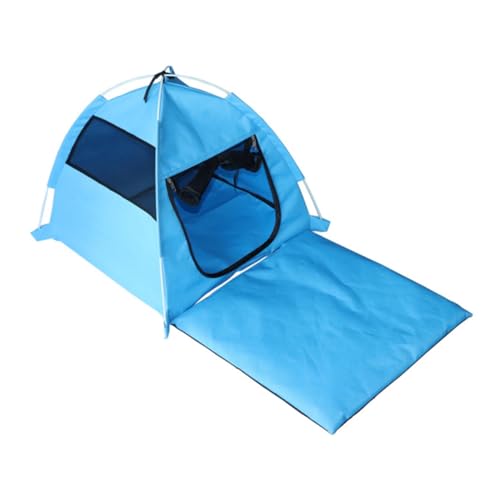VERDANVERSE Atmungsaktives Faltbares Haustierzelt für Draußen Blau Langlebig und Waschbar mit Großem Eingang als Sommerhundehütte und Katzenzelt für Garten und Terrasse von VERDANVERSE