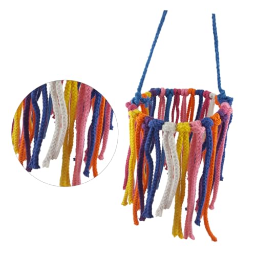 VERDANVERSE Buntes Baumwoll Knotenspielzeug für Papageien Langlebiges Kauspielzeug aus Edelstahl Sichere Vogelschaukel für Kleine und Mittelgroße Vögel zum Klettern und Zufällige Farbe von VERDANVERSE