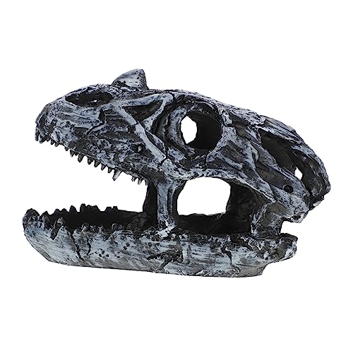 VERDANVERSE Crawl Haustier Schädel ausweichen Aquariumdekorationen groß Eidechsenbecken Dino schädel Aquarium Zubehör Aquarium Landschaftsbauverzierung Dinosaurier- -Dekoration Harz von VERDANVERSE