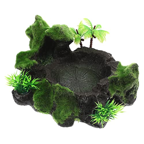 VERDANVERSE Dekorative Reptilien Wasserschale aus Harz Sicherheitsgebrauch für Terrarien als Futter und Wassernapf für Schildkröten und Eidechsen rutschfest und Natürliche von VERDANVERSE