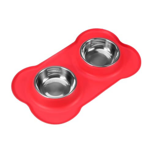 VERDANVERSE Doppelter Hundenapf aus Edelstahl mit Rutschfester Silikonmatte Auslaufsicheres Fress und Wassernapf für Hunde Katzen Welpen Spülmaschinenfest Rot VERDANVERSE Doppelter Hundenapf aus Edelstahl mit Rutschfester Silikonmatte Auslaufsicheres Fress und Wassernapf für Hunde Katzen Welpen Spülmaschinenfest Rot von VERDANVERSE