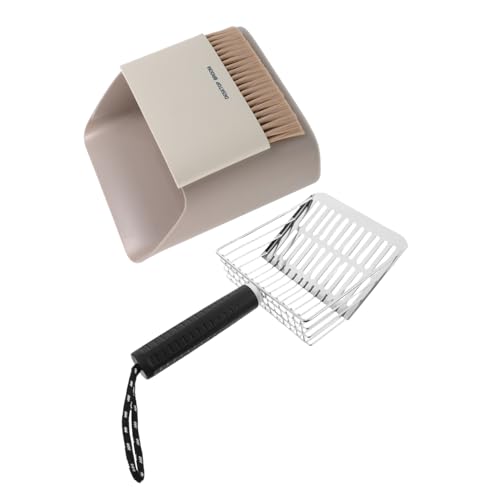 VERDANVERSE Edelstahl Katzenstreu Schaufel mit Abnehmbarem Halter Robuste Katzentoilette Siebschaufel für Feines Streu Sand Gartenboden Ergonomischer Griff Vielseitig Einsetzbar von VERDANVERSE