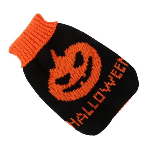 VERDANVERSE Halloween Haustier Pullover Warm Gefütterter Strickpullover für Kleine Hunde und Katzen Dekorativer Winter Hundepullover in Kürbisdesign Weicher Welpen Pullover für Halloween von VERDANVERSE