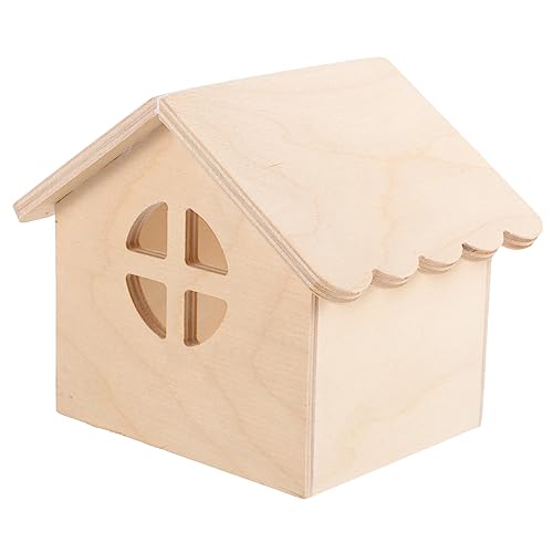 VERDANVERSE Hamster Hütte Versteck aus Holz Kleines Tierheim für Hamster Chinchillas und Kleine Nagetiere Versteck für und Stressabbau im Käfig Dunklem von VERDANVERSE