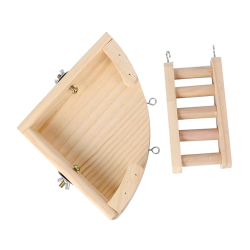 VERDANVERSE Hamster Kletterleiter aus Holz Mini für Zwerghamster Natürliche Holzleiter mit Plattform Sicherer Spielplatz für Kleintiere Fördert Bewegung und Beschäftigung von VERDANVERSE