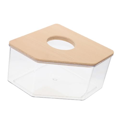 VERDANVERSE Hamster Sandbad Box Transparent für Hamster Wüstenrennmäuse und Chinchillas Vielseitige Sandbadewanne mit Sichtfenster Großes Dreieckiges Design Gelbe Abdeckung Baden von VERDANVERSE