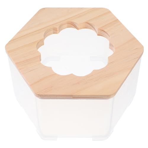VERDANVERSE Hamster Sandbad Wanne mit Transparentem Holzdeckel Große Gerbil Bath Sand Schale für Kleine Haustiere Platzsparendes Hamster Bad und Toilette von VERDANVERSE