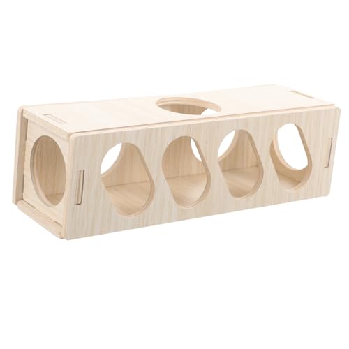 VERDANVERSE Hamster Versteck aus Holz Spieltunnel mit Entdeckungslöchern Langlebiges Nagetierhaus zur Beschäftigung und Training von Hamstern Meerschweinchen und Ratten Natürlicher Spielspaß von VERDANVERSE