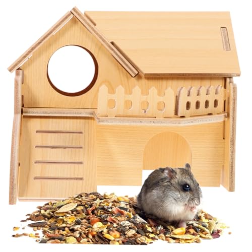 VERDANVERSE Hamsterhaus aus Holz mit Tunnelfunktion Kleines Haustierversteck für Zwerghamster Mäuse Rennmäuse und Gerbils Sicherer Spiel Rückzugsort Praktisches Zubehör für Käfige von VERDANVERSE