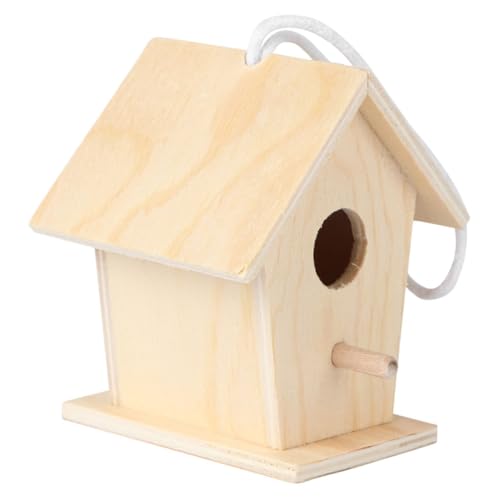 VERDANVERSE Handgefertigtes Vogelhaus Aus Holz Kabelgebunden Plüsch Mini-vogelhaus Futterspender Vogelnest Netz Geländer Tiere Verschachtelung Pole Haustier Vogelkäfige Figur Hölzern von VERDANVERSE