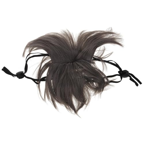 VERDANVERSE Haustier Perücke hundezubehör katzenmütze Hundepflegeset Welpenpflegeset Welpenstirnband Cosplay Hundeperücke hundekopf Dekoration Zubehör für Hundekostüme Nylonfaser Dark Grey von VERDANVERSE