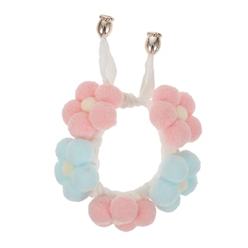 VERDANVERSE Haustierhalsband Blau Rosa Katzenzubehör Blumen- Strickkragen für Haustiere Halsband für Hunde exquisites Hundehalsband gestrickter Kragen für Haustiere Kätzchenkragen Garn von VERDANVERSE