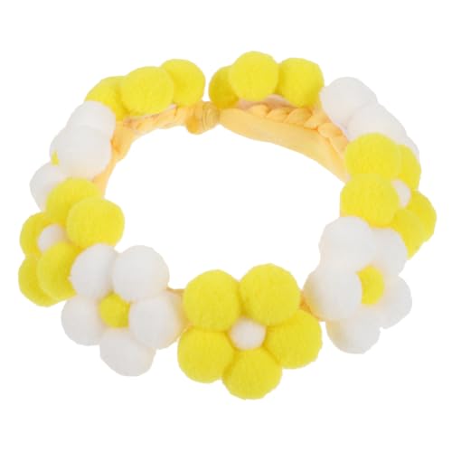 VERDANVERSE Haustierhalsband Kragen Welpe klein Halsband für Haustiere Halskette für Katze Blumenhalsband für Hunde Blumen hundehalsband für Haustiere Halsband Hund Garn Gelb von VERDANVERSE