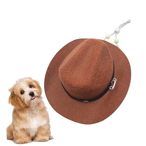 VERDANVERSE Haustierhut Partyhut Haustier Bestickt Haustier-Cowboy-Hut Hut Für Kleine Hunde Hüte Für Katzen Rand Geburtstag Kappen Hundemütze Tierischer Hut Kleines Hundezubehör Coffee von VERDANVERSE