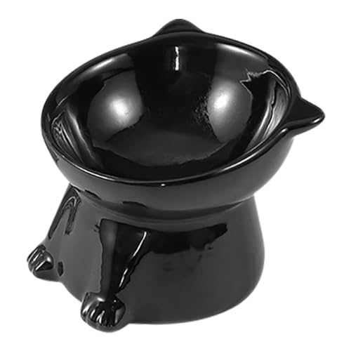 VERDANVERSE Haustiernapf Ergonomische Futternäpfe Für Katzen Katzennäpfe Fütterung Klein Hebbar Groß Erhöht Heben Schüssel Hund Geformt Hallo Katzenfutternäpfe Angehoben Essen Keramik Black von VERDANVERSE