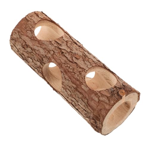 VERDANVERSE Haustiertunnel aus massivem Holz Ratte Meerschweinchen verbirgt Sich Baum Holzspielzeug für Kleintiere Hamster Tunnel aus Holz Hamstertunnel Hamsterhäuser und Verstecke Coffee von VERDANVERSE