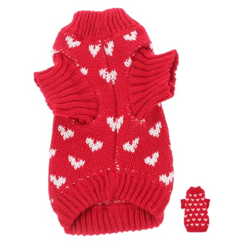 VERDANVERSE Herzmotiv Hundepullover Warm Gestrickt Dekorativer Pullover für Kleine und Mittelgroße Hunde für Kalte Tage Alltag und Fotoshootings von VERDANVERSE