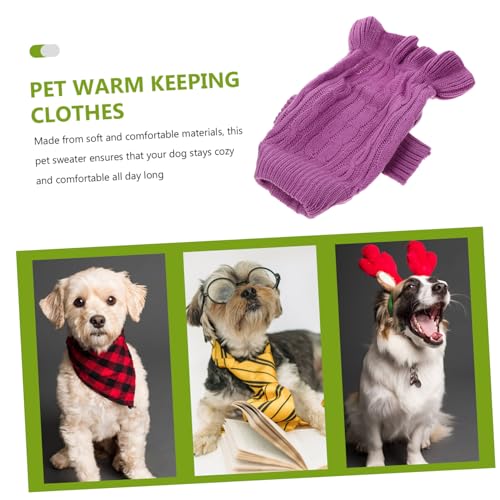 VERDANVERSE Hochwertiger Hundepullover Rollkragen Strickpullover für Kleine Hunde Herbst Winter Warmes Haustier Kostüm Modischer Violetter Hundepullover für Gemütlichen Komfort von VERDANVERSE