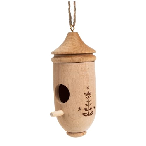 VERDANVERSE Hölzernes Kolibri - Gartenverzierung im Freien Outdoor- Wohnkultur Balkon Vogel draußen vogelhaus Vogelnest-Anhänger hängendes Kolibri-Nest Kolibrisnest von VERDANVERSE