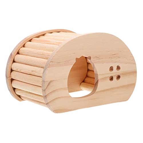 VERDANVERSE Holz Hamster Hütte mit Treppe Versteckhaus für Kleintiere Sicheres Schlafumfeld Spielplatz für Hamster Nager Kleine Haustiere aus Natürlichem Holz Kreative von VERDANVERSE