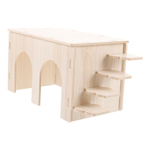 VERDANVERSE Holz Nagerhaus mit Plattform und Leiter Robustes Verschleißfestes Meerschweinchen Versteck Multifunktionale Hamsterhöhle für Kleintiere Fördert Bewegung und Wohlbefinden im Käfig von VERDANVERSE