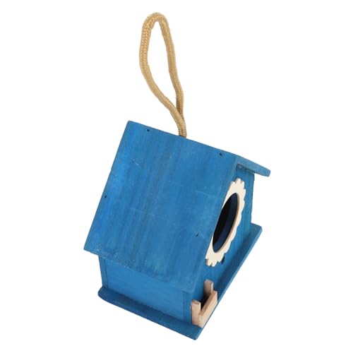 VERDANVERSE Holz Vogelhaus Hängend mit Seil Robust Wetterfest Kreatives Design Mini Vogel Nest Futterhaus für Balkon Garten Outdoor Vogelhäuschen Dekoration Blau VERDANVERSE Holz Vogelhaus Hängend mit Seil Robust Wetterfest Kreatives Design Mini Vogel Nest Futterhaus für Balkon Garten Outdoor Vogelhäuschen Dekoration Blau von VERDANVERSE