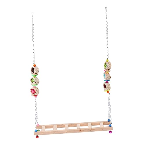 VERDANVERSE Hühnerschaukel Holzspielzeug mit Leiter Robustes Kletterspielzeug für Haustierhühner und Vögel Natürliche Sitzstange Geeignet für Hühner Papageien Einfache und Zufällige Farbe von VERDANVERSE