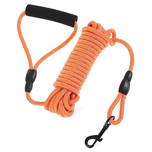 VERDANVERSE Hundeleine Handhaben Wasserdicht Groß Klein Haustier Für Ausbildung Dauerhaft Führen Lang Schwer Führt Welpenleine Orange Nylon von VERDANVERSE