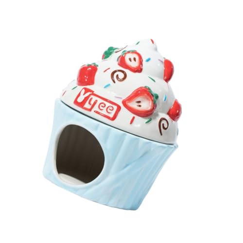 VERDANVERSE Keramik Hamster Nest Eiscreme Form Großes Blaues Haustierversteck für Hamster Chinchillas und Andere Kleintiere Langlebig Reinigen Komfortables Schlafbett von VERDANVERSE