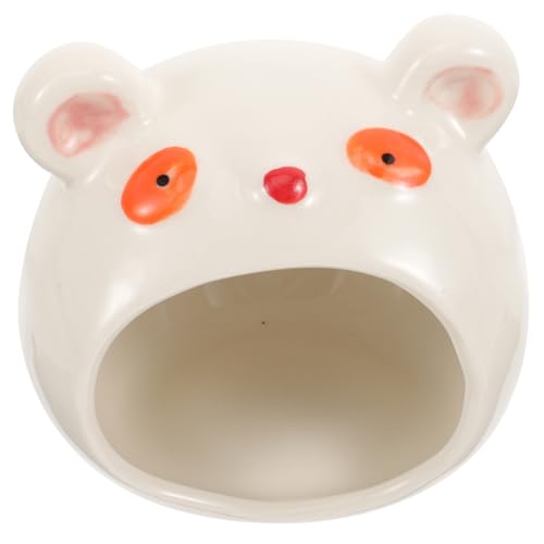 VERDANVERSE Keramik Hamsterversteck Bärenform Kühlendes Nest für Kleine Haustiere Kleintier Versteck Schlafhaus Geeignet für Sommer und Ganzjährig mit Sicherem Kühlem Rückzugsort von VERDANVERSE