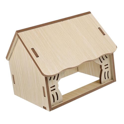 VERDANVERSE Kleintier Holzhaus Hohle Versteckspielzeug für Hamster Meerschweinchen Mäuse Schlafplatz Robustes Sicheres Nager Spielhaus mit DIY Design als Rückzugsort von VERDANVERSE