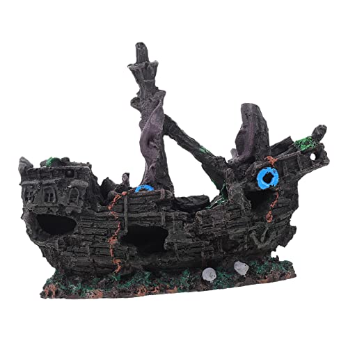 VERDANVERSE Landschaftsboot Künstlich Fisch Schwebend Aquarium Schiffswracks Ornament Boot Für Aquarium Simulierter Schiffsschmuck Schiffswrack-schmuck Versteck Handwerk Harz von VERDANVERSE