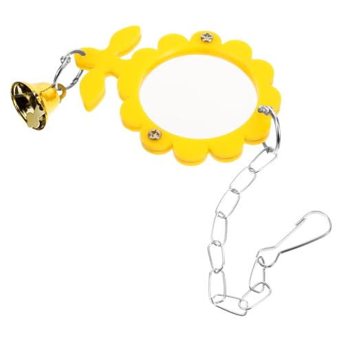 VERDANVERSE Papagei Spiegelspielzeug Vogelspielzeug für Papageien Vogel Papagei Schaukel Vogel Spiegel spielzeuge Wellensittichspiegel für Käfig hängendes Vogelspielzeug Acryl Yellow von VERDANVERSE