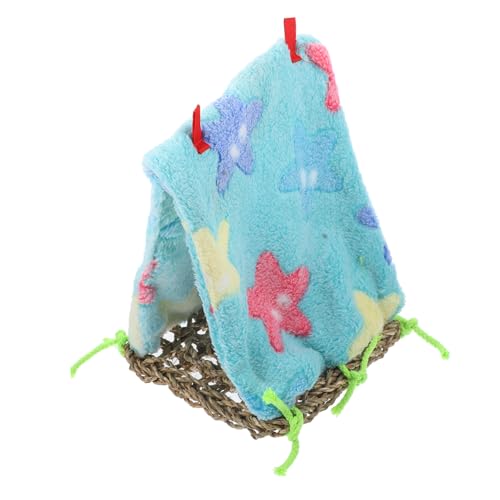 VERDANVERSE Parrot Rest Tent aus Geflochtenem Gras Dreieckiges Vogelnest Kreatives Stabiles Schlafzelt für Papageien und Kleine Vögel Farblich und Stilistisch Variabel Zufällige Farbe von VERDANVERSE
