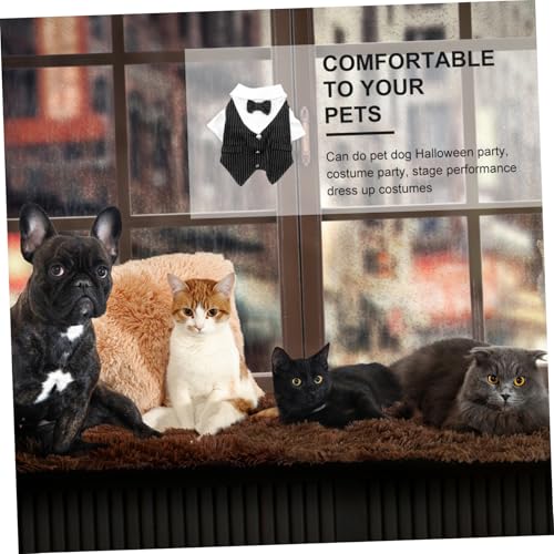 VERDANVERSE Pet Suit Dress Schwarzer Gestreifter Hundesmoking aus Polyester Bequemer Eleganter Gentleman Anzug für Kleine bis Mittelgroße Hunde für Hochzeit Party und Fotoshootings von VERDANVERSE