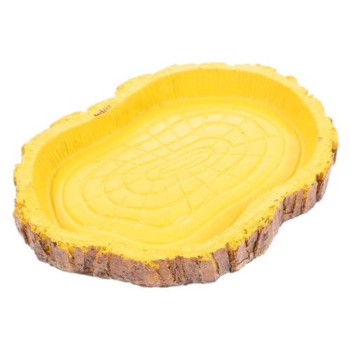 VERDANVERSE Resin Reptilien Futterschale mit Baumrindenmuster Sichere Futter und Wasserschale für Kleine Echsen Schildkröten und Schlangen Robustes Terrarienzubehör Farblich Zufällige Farbe von VERDANVERSE