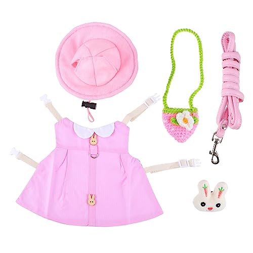 VERDANVERSE Satz Haustierkleidungsset Hase Geburtstag Zubehör Kostüm Haustier Coole Haustierkaninchenkleidung Bunny Costume kaninchenleine Heimtierbedarf Kaninchen verkleiden Sich Plüsch Rosa von VERDANVERSE