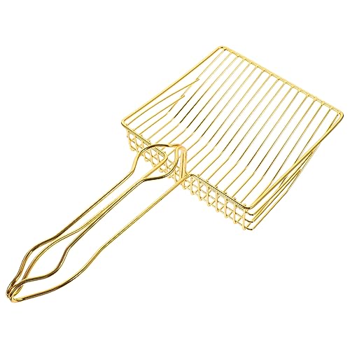 VERDANVERSE Katzenstreuschaufel Aus Metall Große Klumpensand-Schaufel Mit Ergonomischem Griff Langlebig Und Leicht Zu Reinigen Effizient Für Katzentoilette Goldfarben von VERDANVERSE