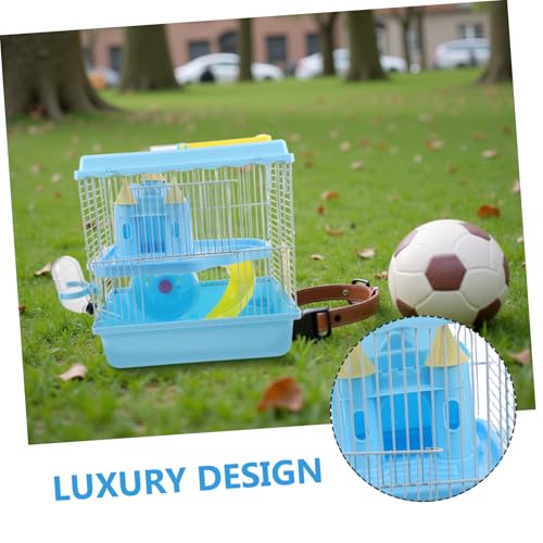 VERDANVERSE Stöckiger Hamsterkäfig Schloss Design mit Rutsche Laufrad Wasserflasche und Futternapf Tragbarer Zwerghamster Reisekäfig für Zwergmäuse und Rennmäuse für Aktives und Transport von VERDANVERSE
