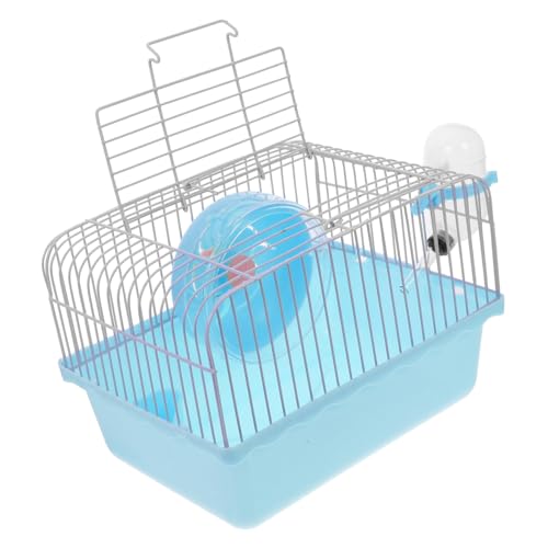VERDANVERSE Tragbarer Hamsterkäfig für Kleintiere Reisekäfig für Hamster und Chinchillas Wasserflasche und Zubehör Sicher und Komfortabel Geräumig und Praktisch Blau von VERDANVERSE