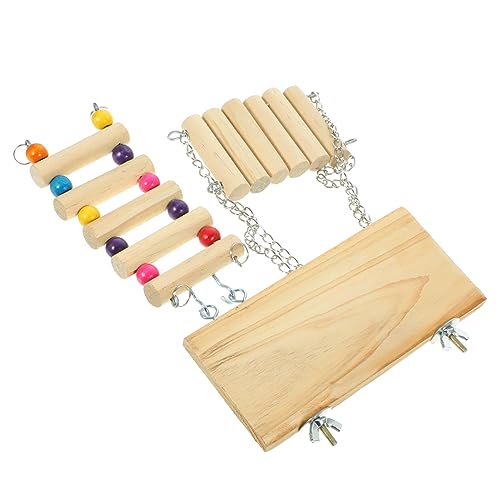 VERDANVERSE Vogelschaukel Holzplattform mit Kletterleiter Vogelspielzeug für Papageien und Wellensittiche Stabiler Vogelkäfig Sitzstangenständer für Balance und Bewegungsspiel von VERDANVERSE