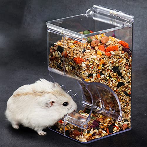 VERTUPET Hamster Futterspender, Automatischer Hamsterfutterautomat, Große Kapazität, Transparent, Schwerkraft-Futterstation Geeignet für Hamster, Meerschweinchen, Papageien, Mini-Igel (300ml) von VERTUPET