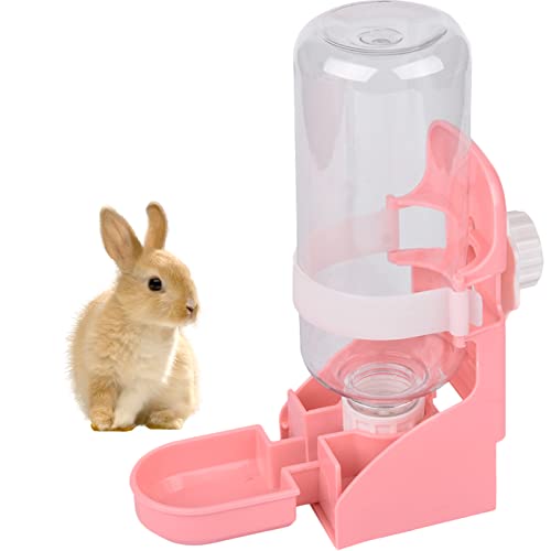 VERTUPET Kaninchen Automatischer Wasserspender, 500ml Hängend Haustier Trinkflasche, Kein Tropfbecher Automatische Wasserspeicherung Kleintiertränke für Kaninchen Ratten Hamster Frettchen Igel (Rosa) von VERTUPET