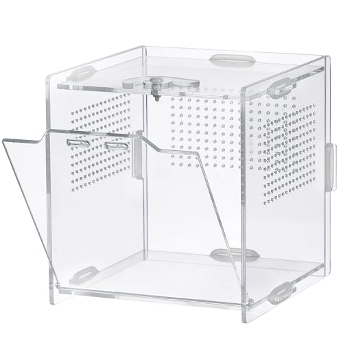 VERTUPET Springspinnengehege, 10,2 x 10,2 x 10,2 cm, Acryl, für Reptilien, 0,1 cm Belüftungsloch, Lebensraum, transparentes Gehäuse, Zuchtbox mit Verriegelung für Frosch, Grillen, Schnecken VERTUPET Springspinnengehege, 10,2 x 10,2 x 10,2 cm, Acryl, für Reptilien, 0,1 cm Belüftungsloch, Lebensraum, transparentes Gehäuse, Zuchtbox mit Verriegelung für Frosch, Grillen, Schnecken von VERTUPET