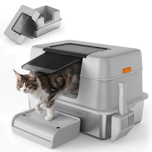 VERYMODEL XXL Edelstahl Katzenklo, 61x 41x 31CM Katzentoilette Edelstahl, Katzentoilette mit Deckel, Hohe Seitenwände, Katzenklo Groß, Antihaftbeschichtet, Auslaufsicher und Leicht zu Reinigen VERYMODEL XXL Edelstahl Katzenklo, 61x 41x 31CM Katzentoilette Edelstahl, Katzentoilette mit Deckel, Hohe Seitenwände, Katzenklo Groß, Antihaftbeschichtet, Auslaufsicher und Leicht zu Reinigen von VERYMODEL