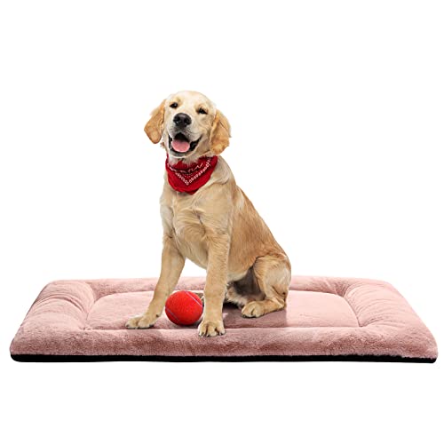 Hundebett-Pad für fortgeschrittene Hunde, passend für Hundekäfige, ultraweiches Hundebett, waschbar und rutschfest, für Hunde, gemütliche Schlafmatte, Rosa 91,4 cm von VERZEY