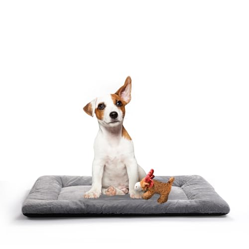 VERZEY Hundebett-Pad für mittelgroße Hunde, passend für Hundekäfige, aus Metall, ultraweich, waschbar und rutschfest, 76,2 cm, Grau von VERZEY