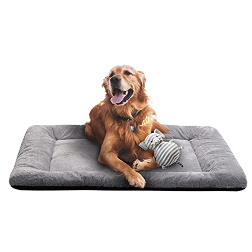 VERZEY Hundebetten für große Hunde, passend für Hundekäfige, ultraweiches Hundebett, waschbar und rutschfest, für Hunde, gemütliche Schlafmatte, Grau 106,7 cm von VERZEY