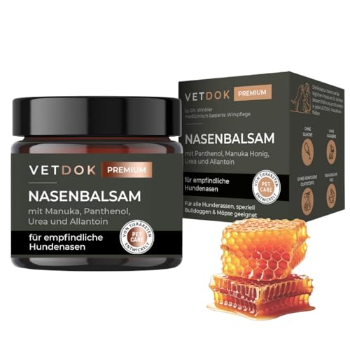 VETDOK® by Dr. Winkler Nasenbalsam für Hunde mit Nasenproblemen – Panthenol, Manuka-Honig, Urea & Allantoin – Pflege für empfindliche Hundenasen – alle Hunderassen, speziell Bulldoggen & Möpse - 60ml von VETDOK