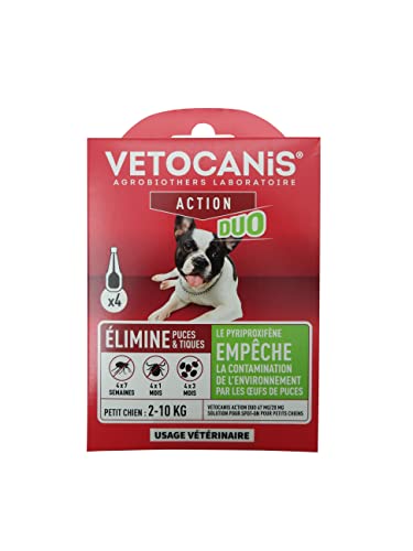 VETOCANIS Aktion Duo Pipette gegen Flöhe, gegen Flecken, für Hunde, Behandlung und Schutz gegen Parasiten, klein, 2 – 10 kg, 4 Pipetten VETOCANIS Aktion Duo Pipette gegen Flöhe, gegen Flecken, für Hunde, Behandlung und Schutz gegen Parasiten, klein, 2 – 10 kg, 4 Pipetten von VETOCANIS